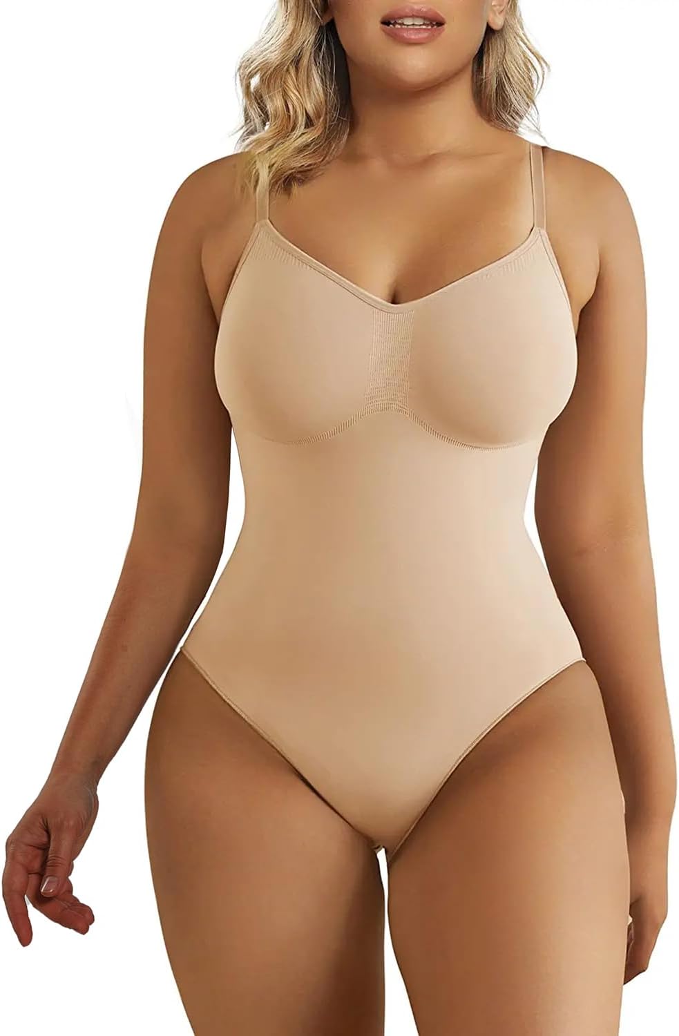 SMZ Women's Shapewear Bodysuit Tummy Control Body Shaper Seamless Sculpting Snatched Waist Body Suit