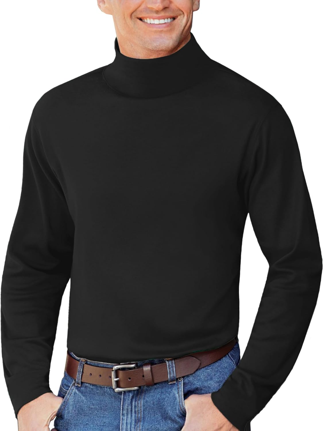 Mens Mock Neck T Shirts Pullover High Neck Turtleneck Premium Long Sleeve Sweaters for Men