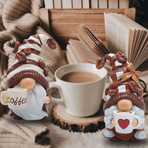 2PCS Coffee Gnomes Figurines - Swedish Tomte Elf Dwarf Decor for Bar, Home, Gifts