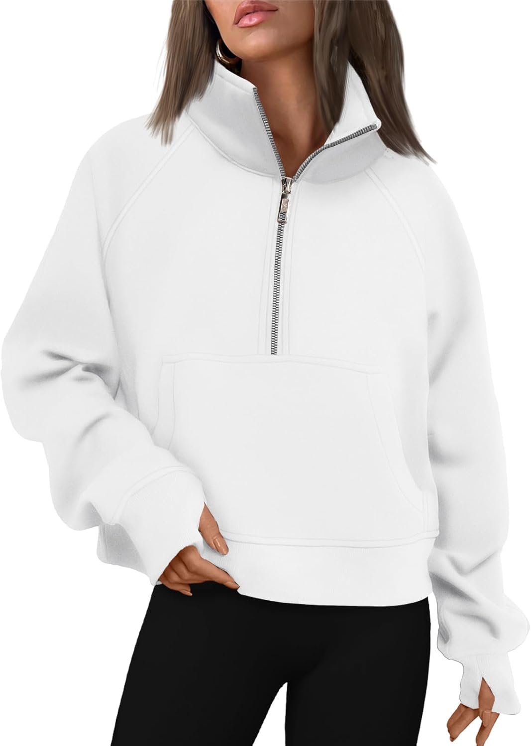 SMZ Womens Sweatshirts Half Zip Cropped Pullover Fleece Quarter Zipper Hoodies 2024 Fall Fashion Outfits Clothes