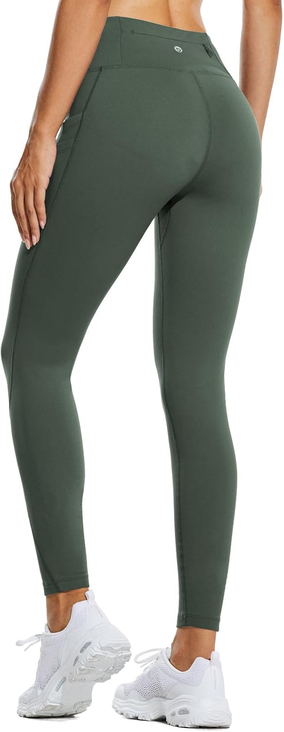 SMZ Women's Fleece Lined Leggings Water Resistant Thermal Winter Warm Tights High Waisted with Pockets Running Gear