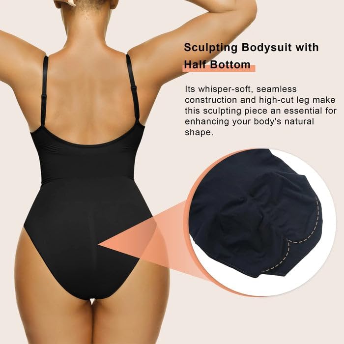 SMZ Women's Shapewear Bodysuit Tummy Control Body Shaper Seamless Sculpting Snatched Waist Body Suit