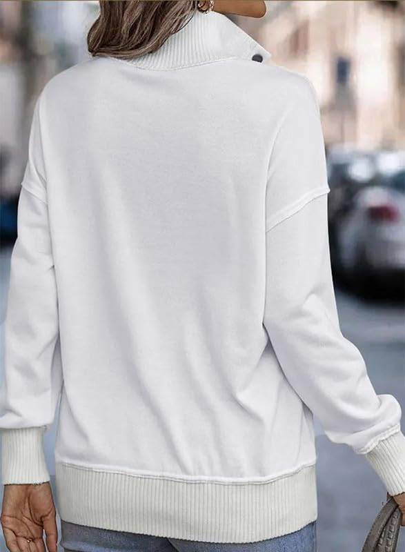 SMZ Womens Sweatshirt Casual Long Sleeve Lightweight Sweatshirts Button Loose Pullover Tops