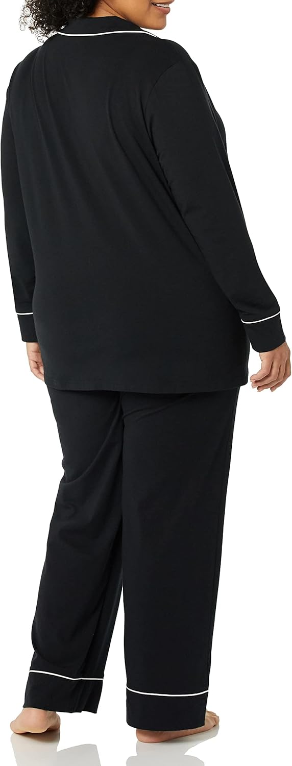SMZ Essentials Women's Cotton Modal Long-Sleeve Shirt and Full-Length Bottom Pajama Set