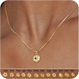 Hismart Dainty Gold Birth Flower Necklace for Women Birthstone Necklace for Women Teen Girl Gifts Trendy Stuff 14k Plated Choker Pendant Birthday Gifts for Her Sister Girlfriend Wife Mom Daughter Jewelry