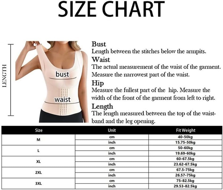 3-in-1 Waist Buttoned Bra Shapewear, Black/Beige Waist Trainer Vest For Women Underbust Corset Shaper