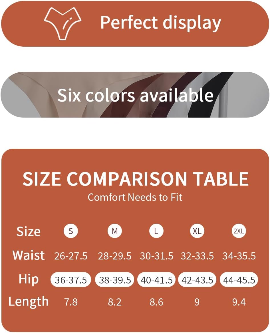 SMZ Seamless Thongs For Women V-waisted No Show Thong Seamless Panties Breathable Comfortable Underwear Womens 6-Pack