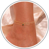 Hismart  Anklet Bracelets for Women, Birthday Gifts for Women Gold Anklets for Women with Birthstone Birthday Gifts for Her 14k Plated Womens Ankle Bracelets Summer Jewelry for Girlfriend Sister Friend Daughter