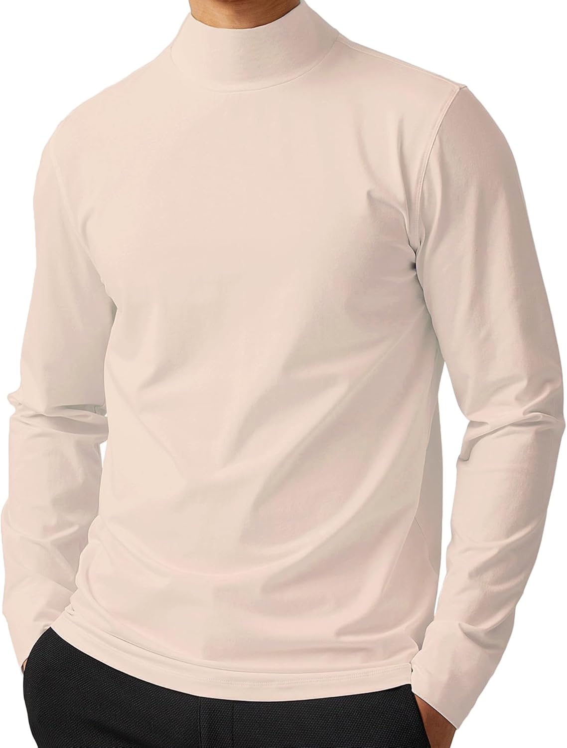 Mens Mock Neck T Shirts Pullover High Neck Turtleneck Premium Long Sleeve Sweaters for Men