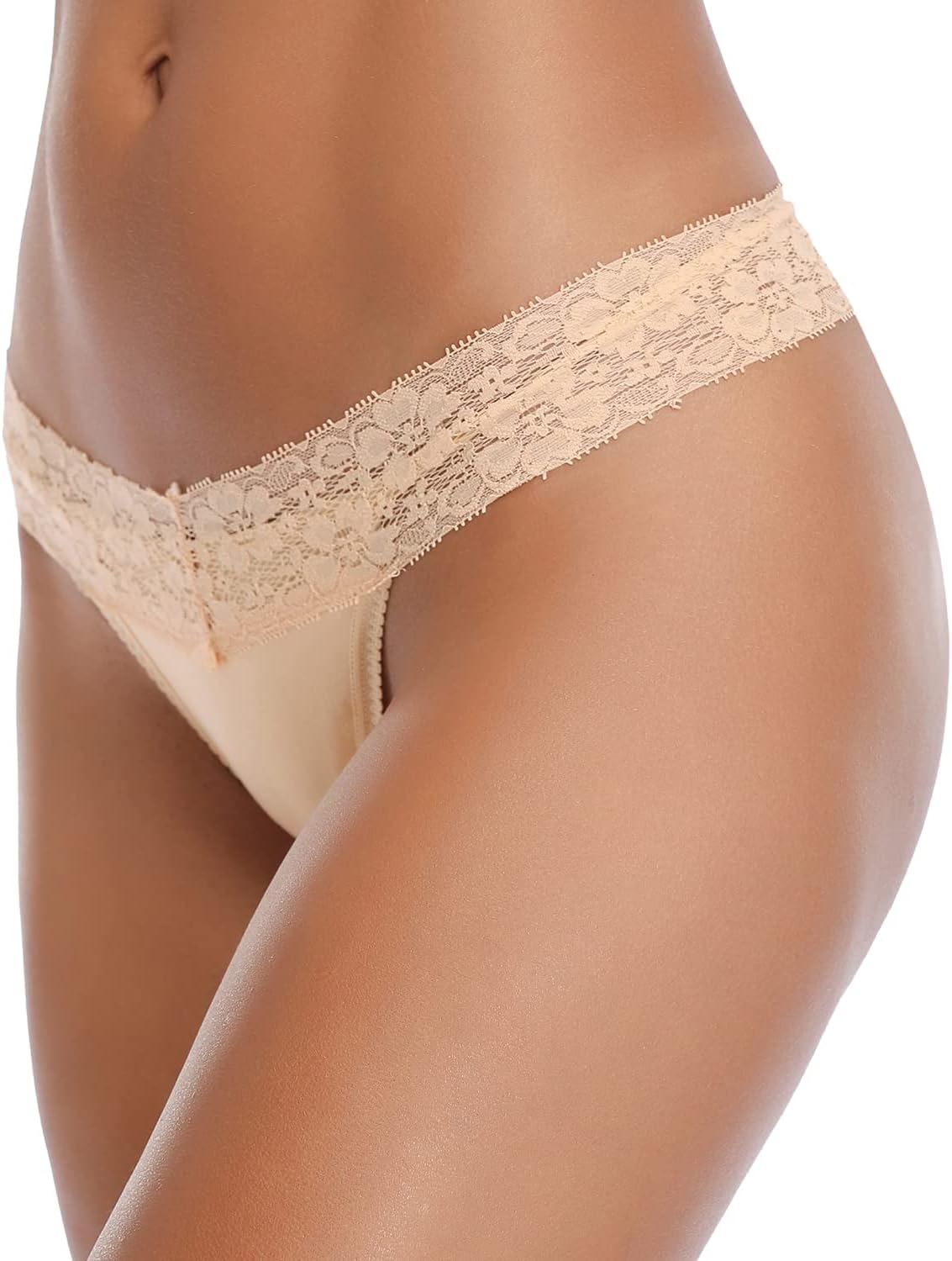 Women's Thongs, T Back Low Waist See Through Panties Cotton Seamless Lace Thongs for Women