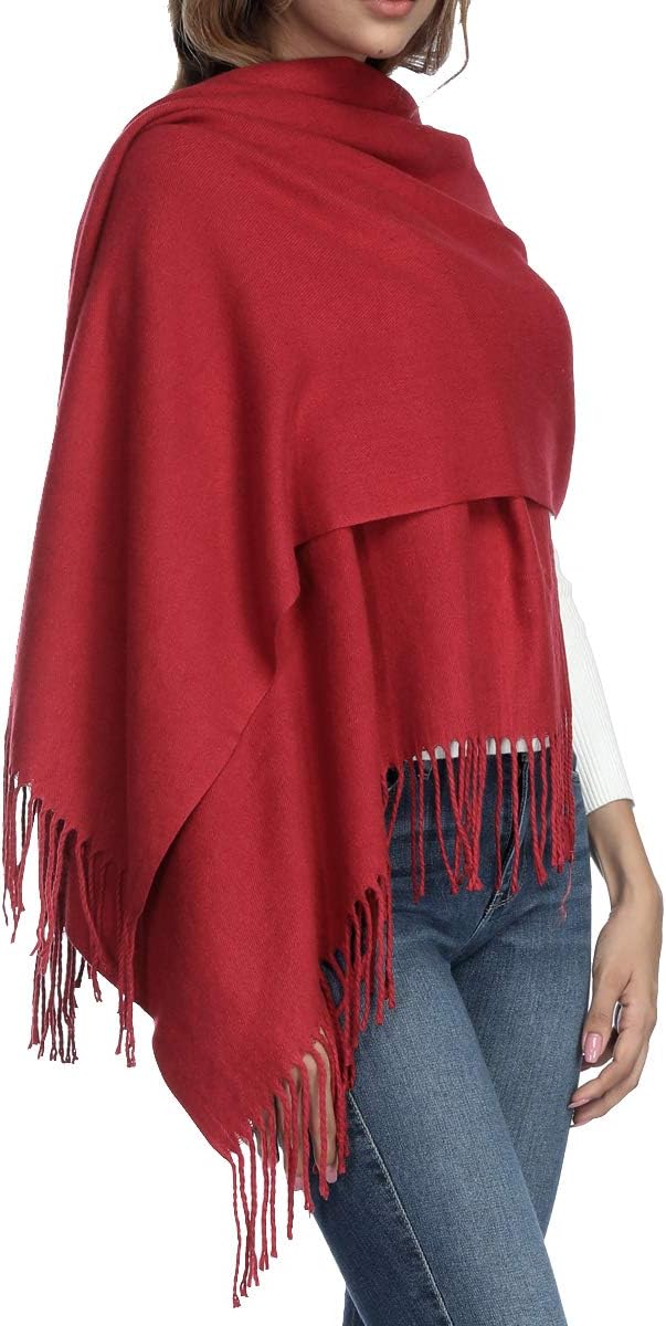 Womens Thick Soft Pashmina Shawl Wrap Scarf Warm Solid Color Stole