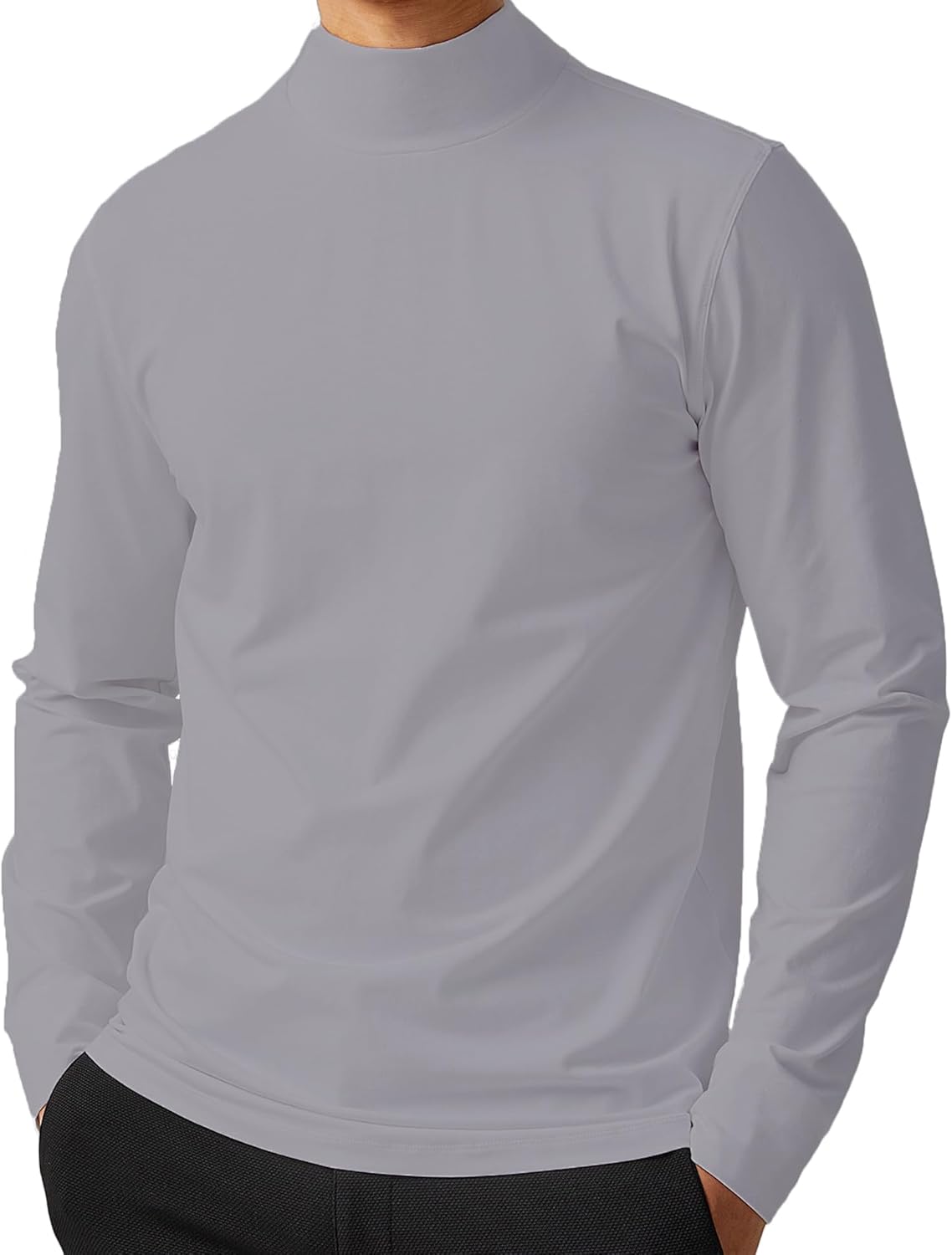 Mens Mock Neck T Shirts Pullover High Neck Turtleneck Premium Long Sleeve Sweaters for Men