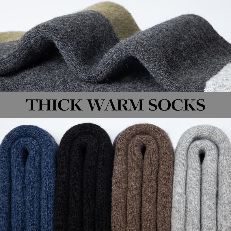 Merino Wool Hiking Socks for Men - 5 Pairs Thick, Warm, Thermal Winter Crew Socks for Cold Weather (US Size 7-13)