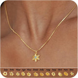 Hismart Dainty Gold Birth Flower Necklace for Women Birthstone Necklace for Women Teen Girl Gifts Trendy Stuff 14k Plated Choker Pendant Birthday Gifts for Her Sister Girlfriend Wife Mom Daughter Jewelry