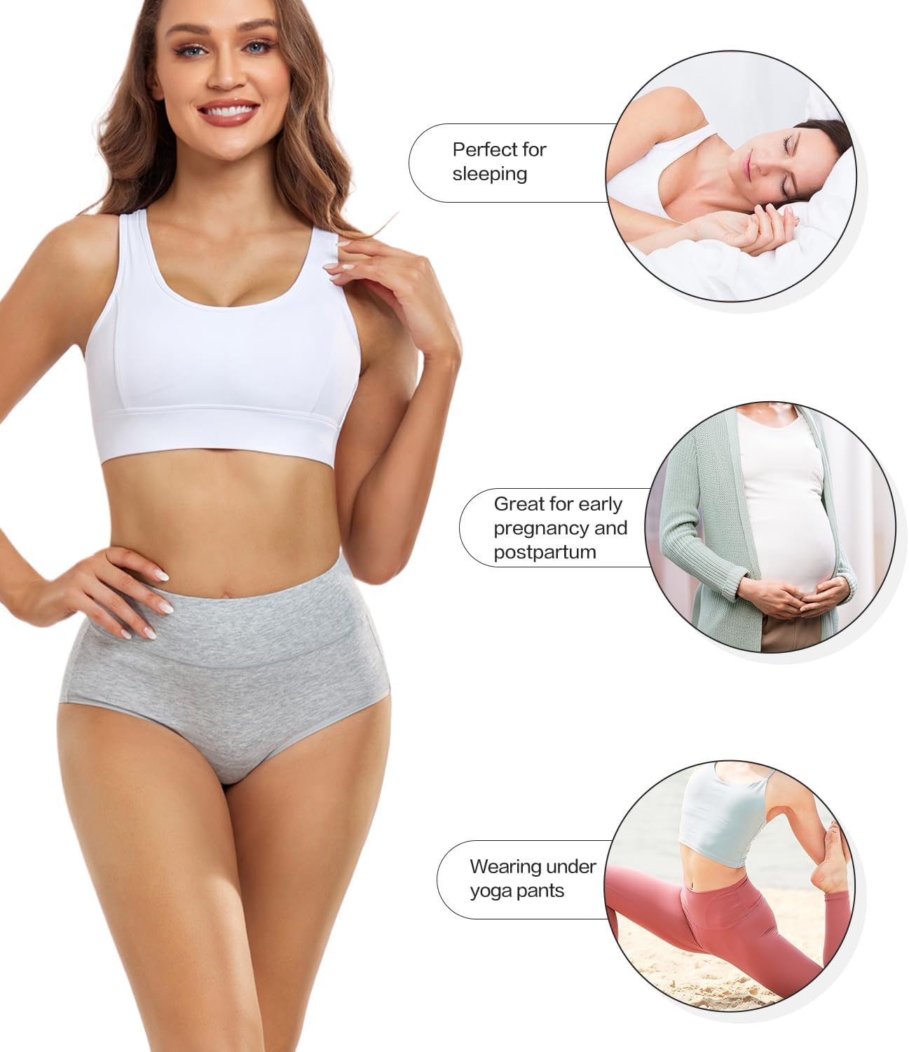 SMZ Women's Cotton Underwear High Waisted Ladies Panties Full Coverage Briefs 4 Pack (Regular & Plus Size)