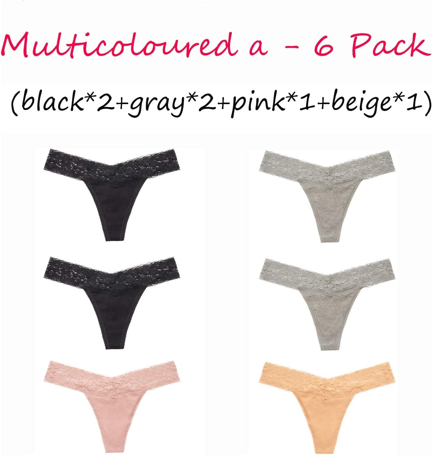 Women's Thongs, T Back Low Waist See Through Panties Cotton Seamless Lace Thongs for Women