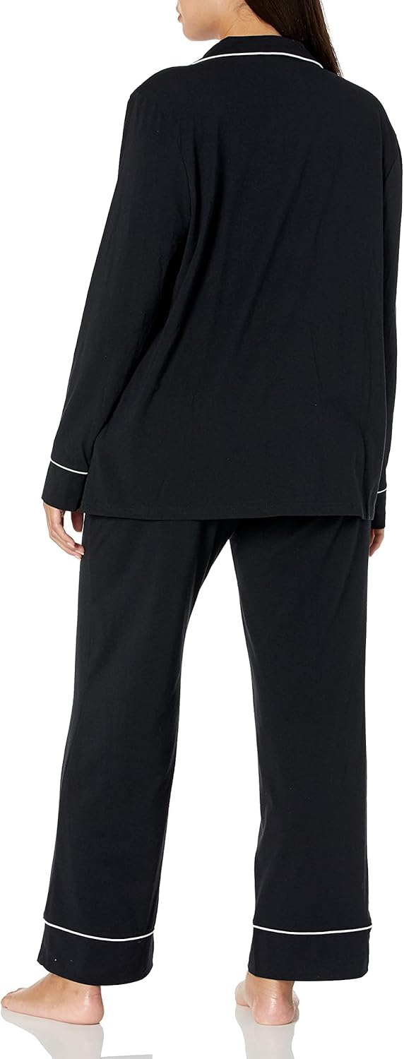 SMZ Essentials Women's Cotton Modal Long-Sleeve Shirt and Full-Length Bottom Pajama Set