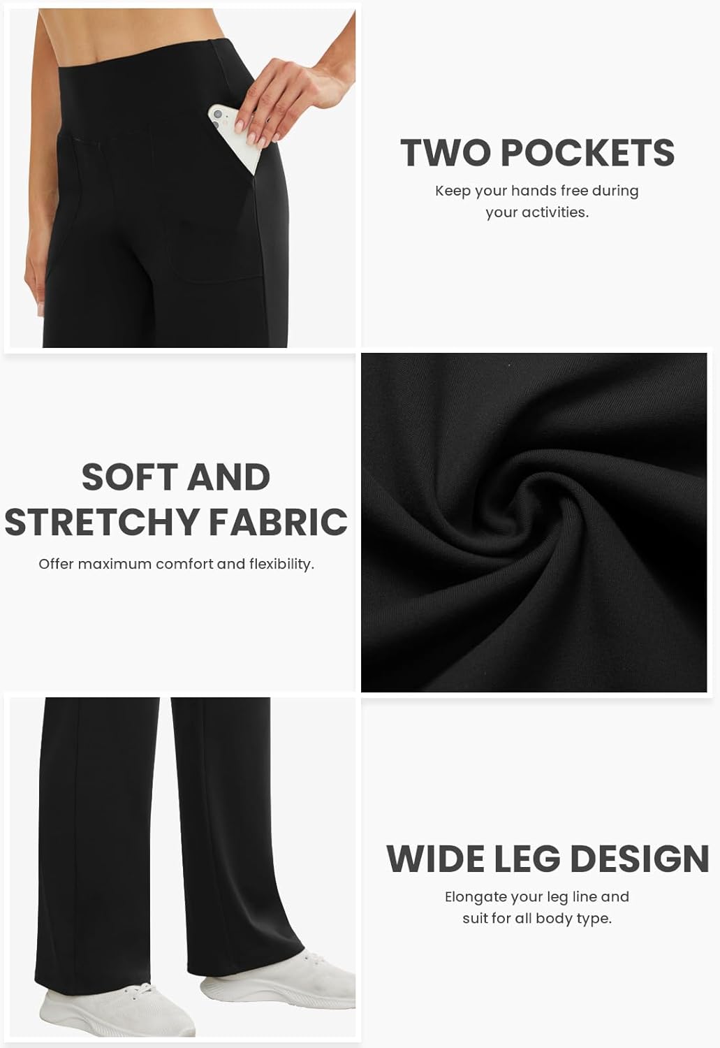 Woman High Waist Yoga Pants with Pockets Loose Stretch Dress Work Sweatpants Casual Lounge