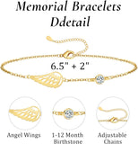 Hismart Sympathy Gifts for Loss of Loved One Memorial Bracelets for Women Gold Angel Wing Memory Bracelet Sorry for Your Loss Gifts Remembrance Bereavement Retro Grief Condolences Birthday Jewelry