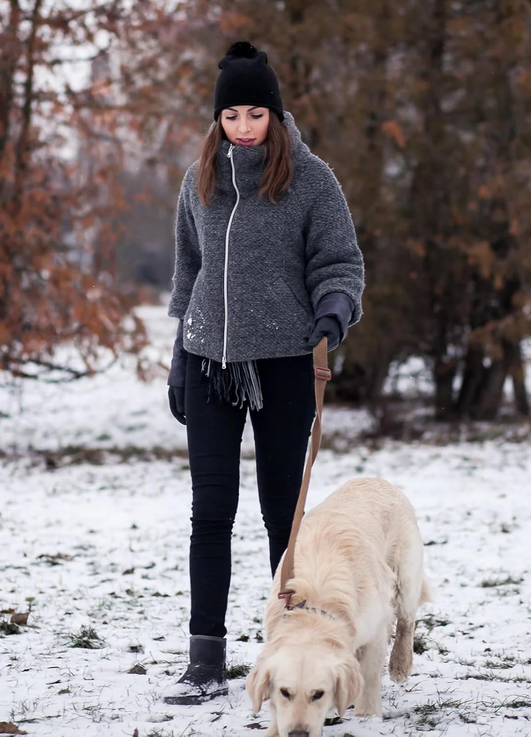 SMZ Women's Fleece Lined Leggings Thermal Warm Winter Tights High Waisted Yoga Pants Cold Weather with Pockets