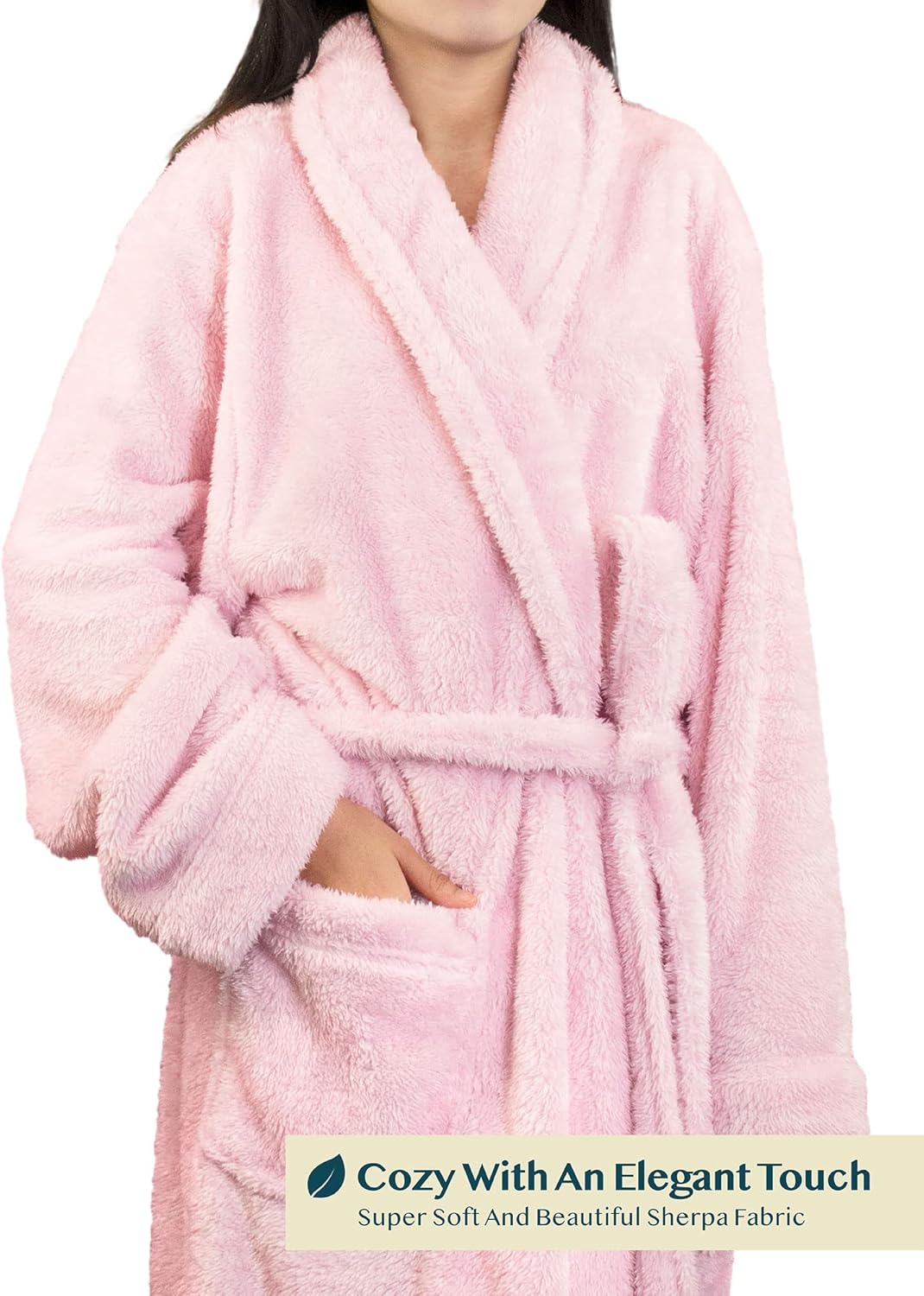 SMZ Premium Womens Plush Soft Robe Fluffy, Warm, Fleece Sherpa Shaggy Bathrobe