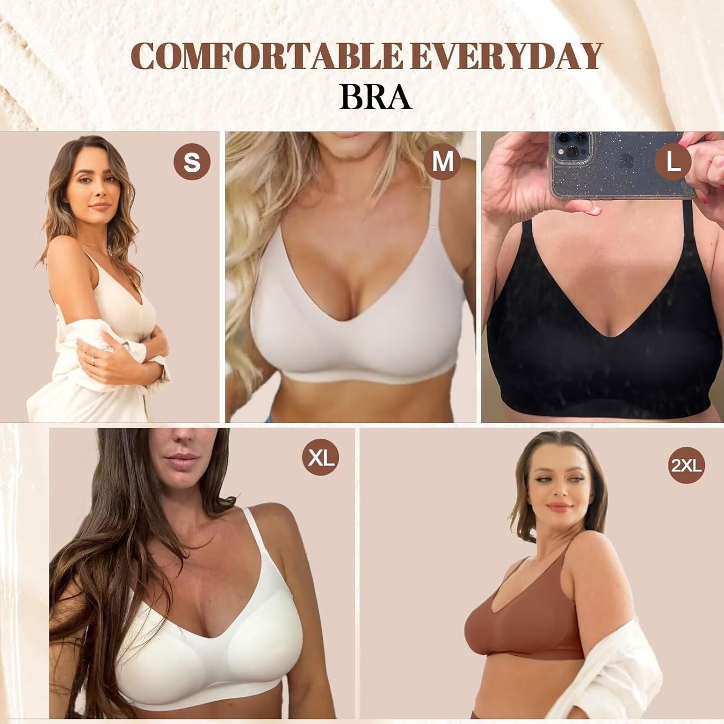 SMZ Womens Seamless Bra No Underwire Comfort Push Up Bras Buttery Soft Wireless Bralette Full Coverage Sport Everyday Bra