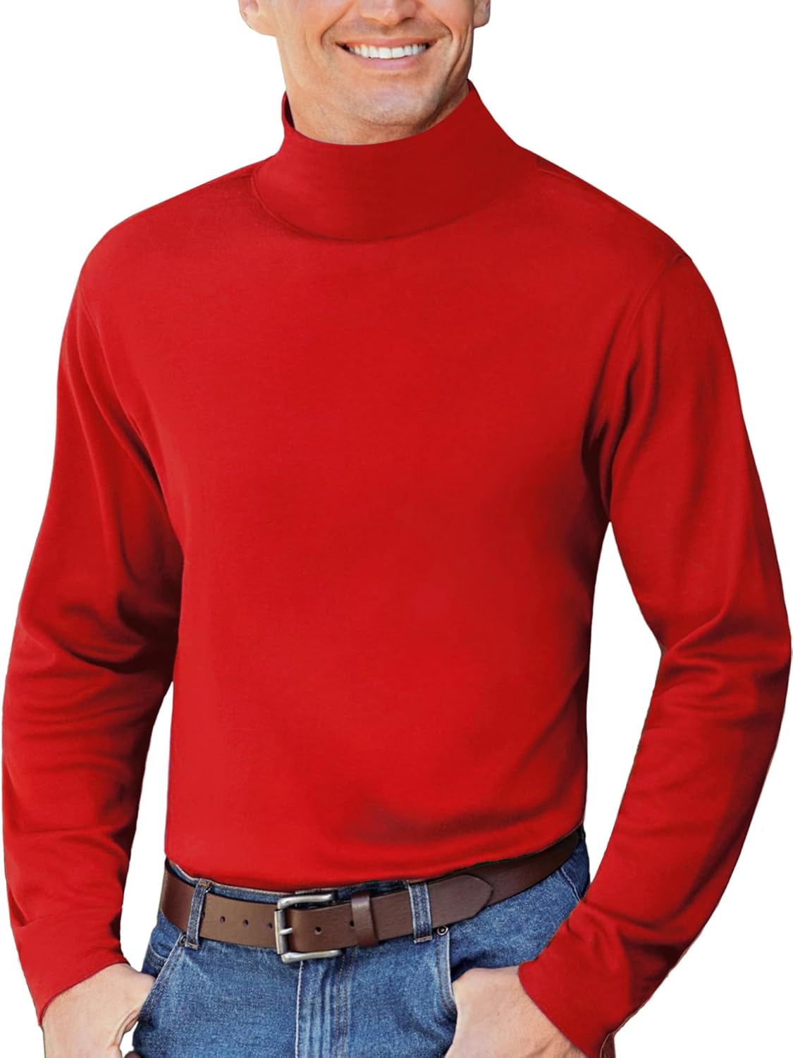 Mens Mock Neck T Shirts Pullover High Neck Turtleneck Premium Long Sleeve Sweaters for Men