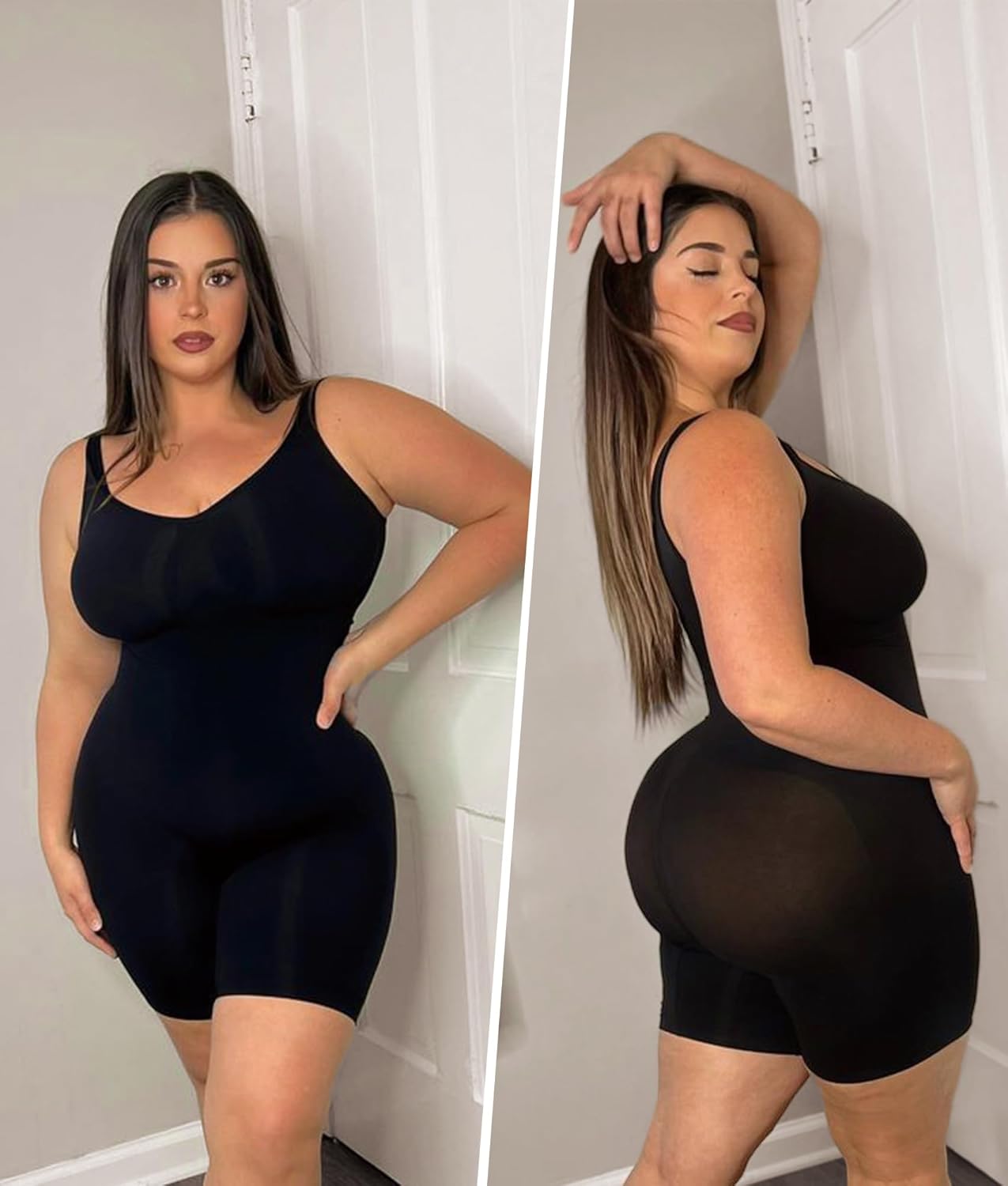 SMZ Women's Shaping Mid-Thigh Bodysuit Tummy Control Shapewear Seamless Sculpting Body Shaper