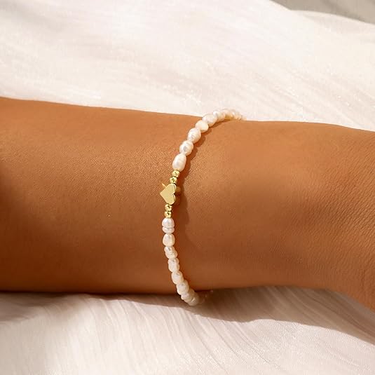 Bracelets for Women,14K Gold Plated Bracelets for Women Evil Eye Diamond Cuban Link Heart Pearl Bracelets Everyday Jewelry Gift