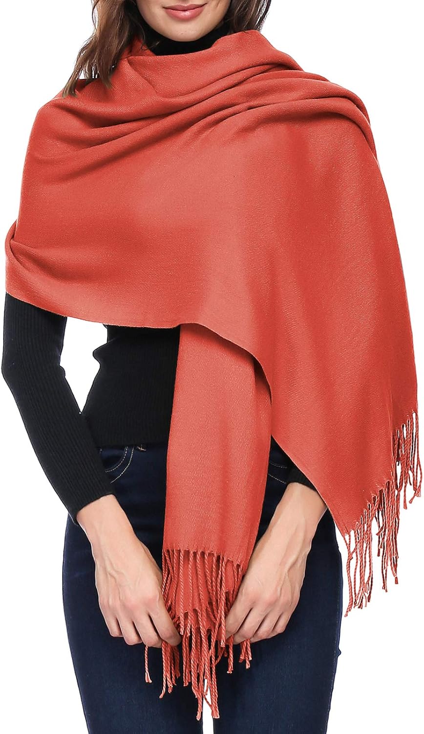 Womens Thick Soft Pashmina Shawl Wrap Scarf Warm Solid Color Stole
