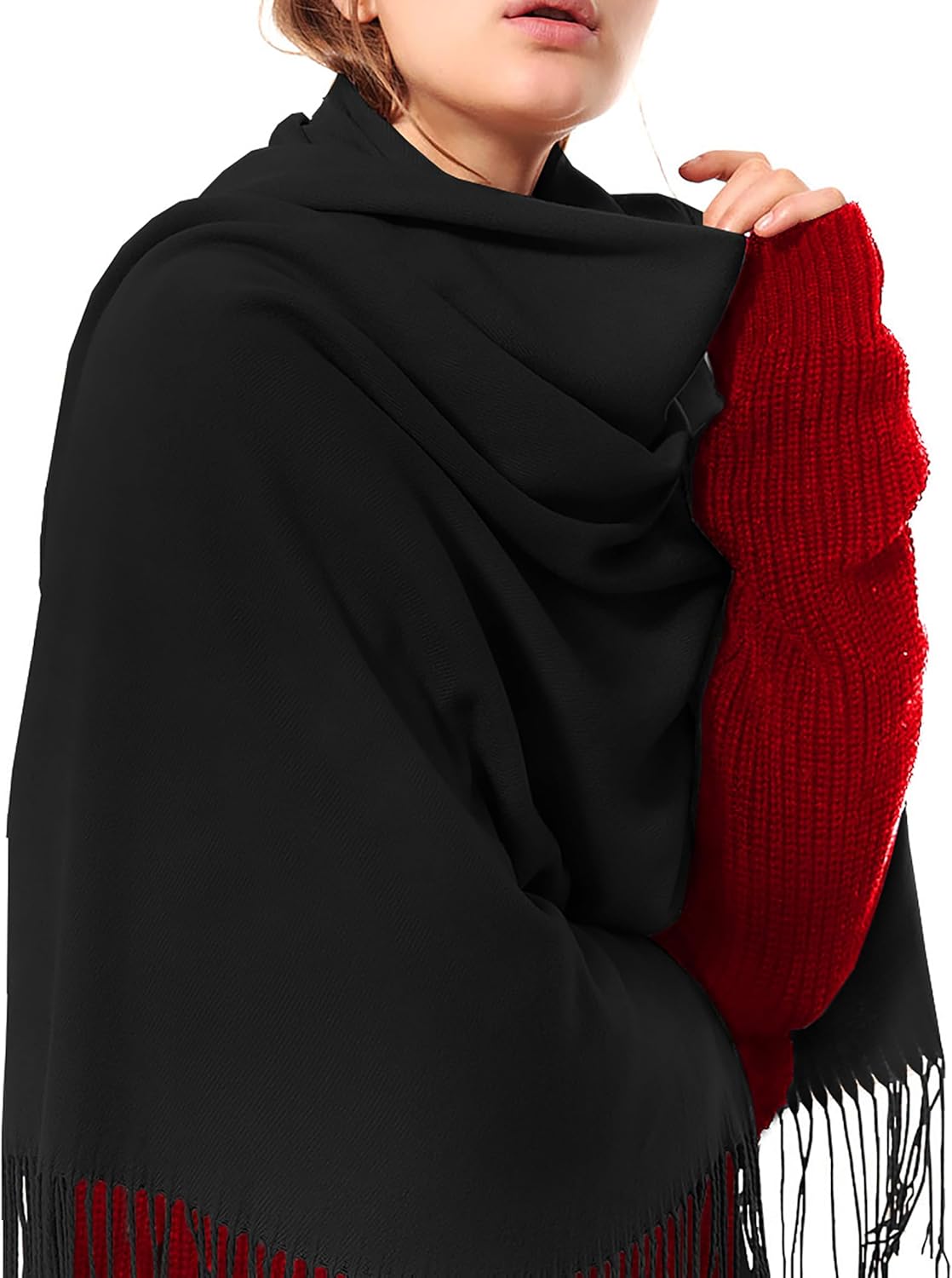 Womens Thick Soft Pashmina Shawl Wrap Scarf Warm Solid Color Stole