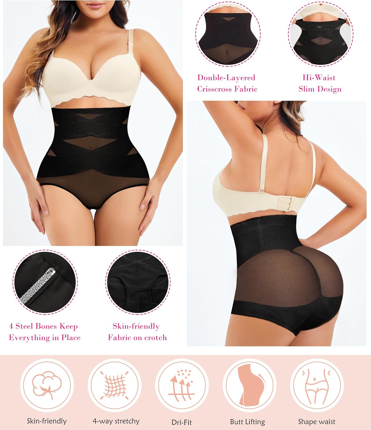 SMZ Womens' Tummy Control High Waist Trainer Body Shaper