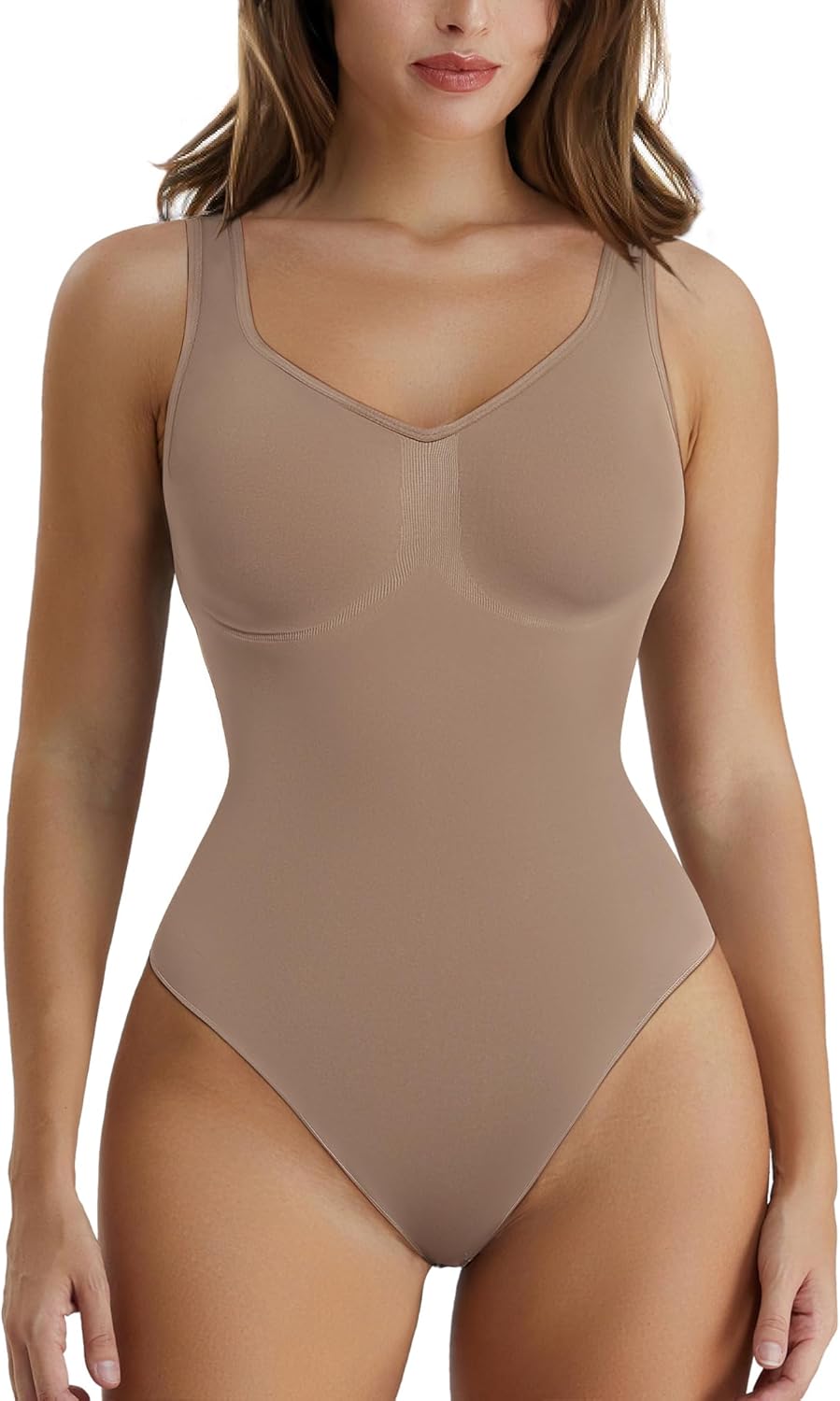 SMZ Women's Shaping Mid-Thigh Bodysuit Tummy Control Shapewear Seamless Sculpting Body Shaper