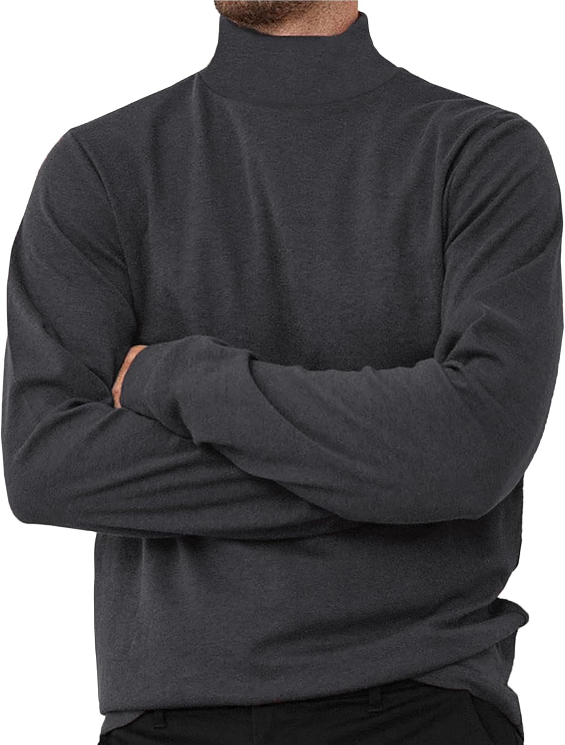 Mens Mock Neck T Shirts Pullover High Neck Turtleneck Premium Long Sleeve Sweaters for Men