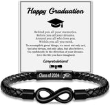 Hismart Leather Bracelet for Men Teen Boy Gifts To My Son Bracelet from Mom Fathers Day Bracelet Gifts for Dad Grandpa Love You Forever Engraved Husband Birthday Gift Ideas Infinity Knot Jewelry