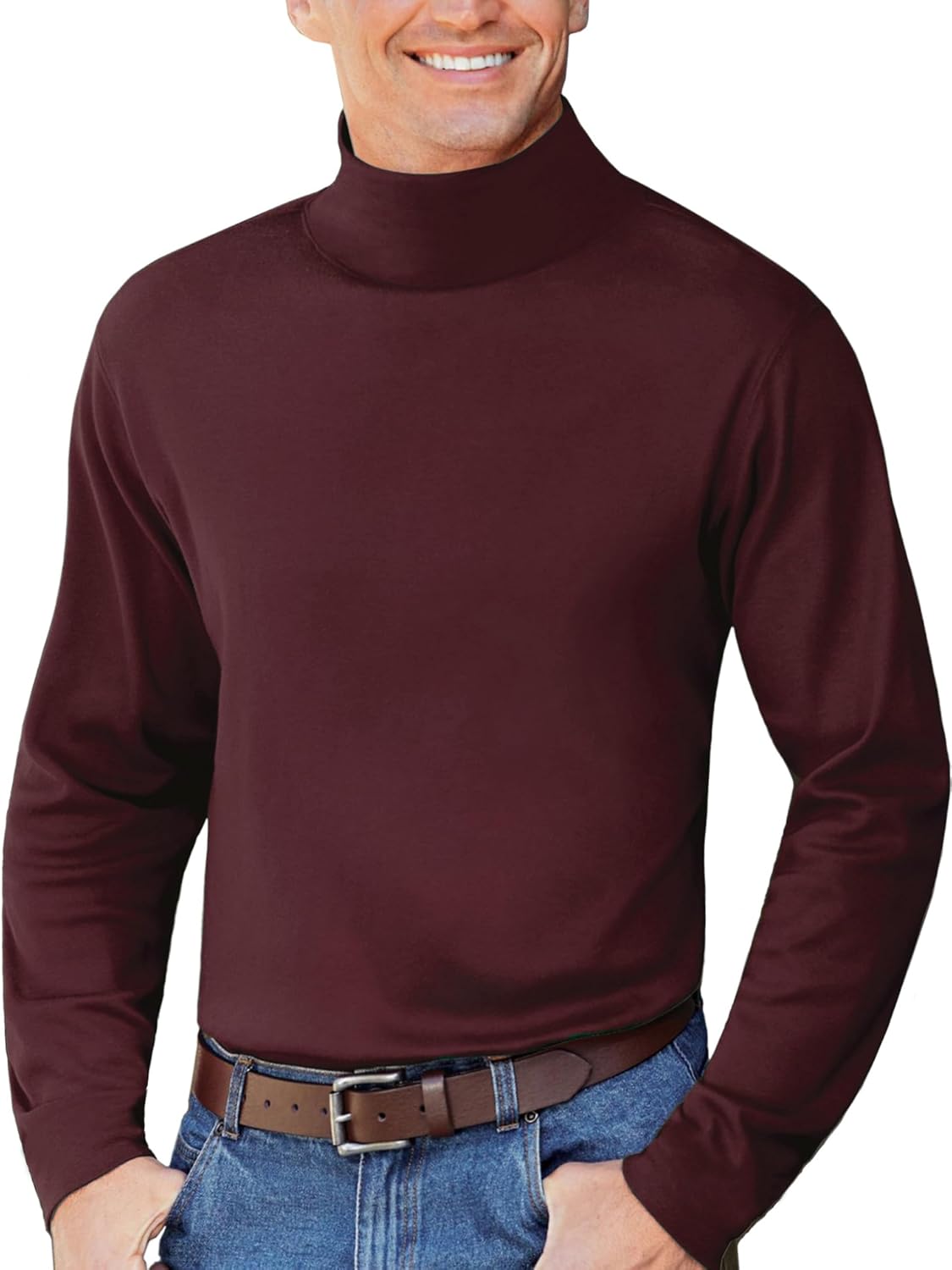 Mens Mock Neck T Shirts Pullover High Neck Turtleneck Premium Long Sleeve Sweaters for Men