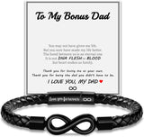 Hismart Leather Bracelet for Men Teen Boy Gifts To My Son Bracelet from Mom Fathers Day Bracelet Gifts for Dad Grandpa Love You Forever Engraved Husband Birthday Gift Ideas Infinity Knot Jewelry