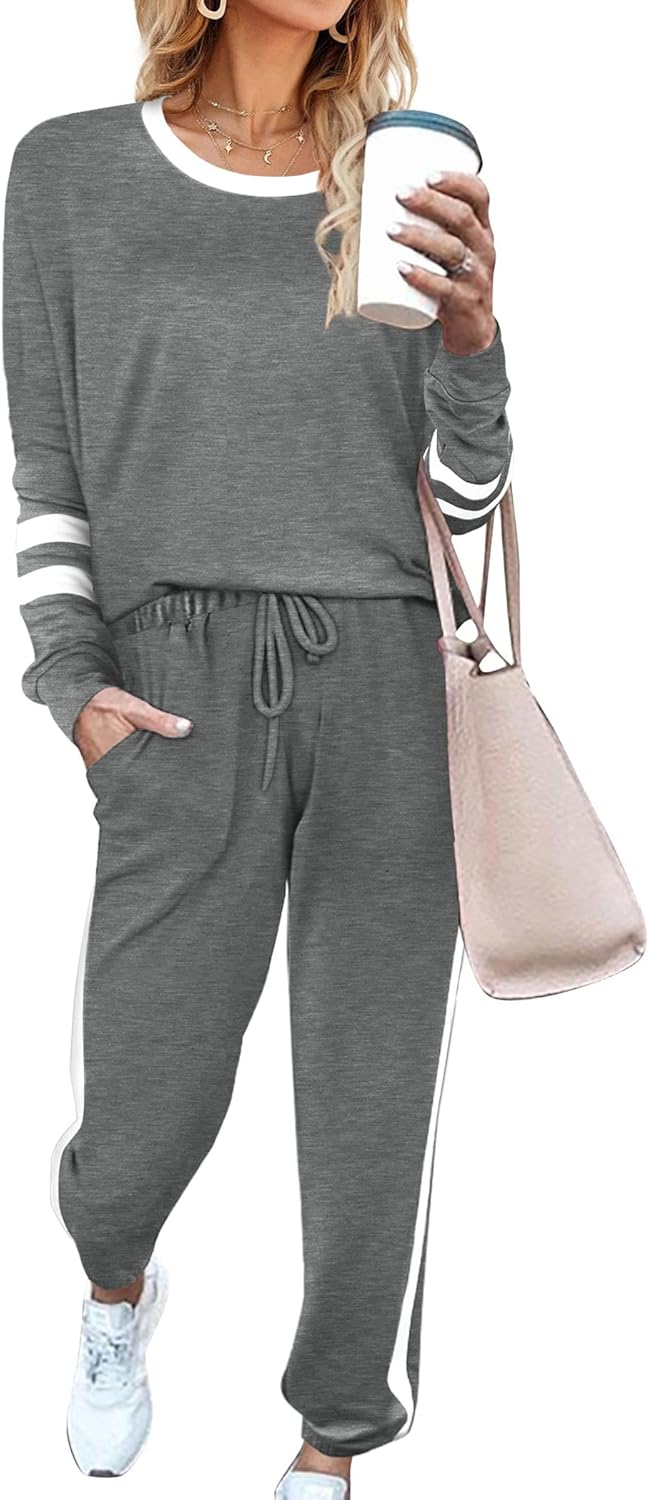 Sweatsuit for Women 2 Piece Outfits for Womens Crewneck Sweatshirts Pullover