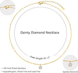 Hismart Dainty Diamond Necklace for Women 14K Gold Plated CZ Pendant Necklaces Diamond Solitaire Choker Necklace Birthday Gifts Trendy Wedding Jewelry for Teen Girls Her