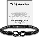 Hismart Leather Bracelet for Men Teen Boy Gifts To My Son Bracelet from Mom Fathers Day Bracelet Gifts for Dad Grandpa Love You Forever Engraved Husband Birthday Gift Ideas Infinity Knot Jewelry