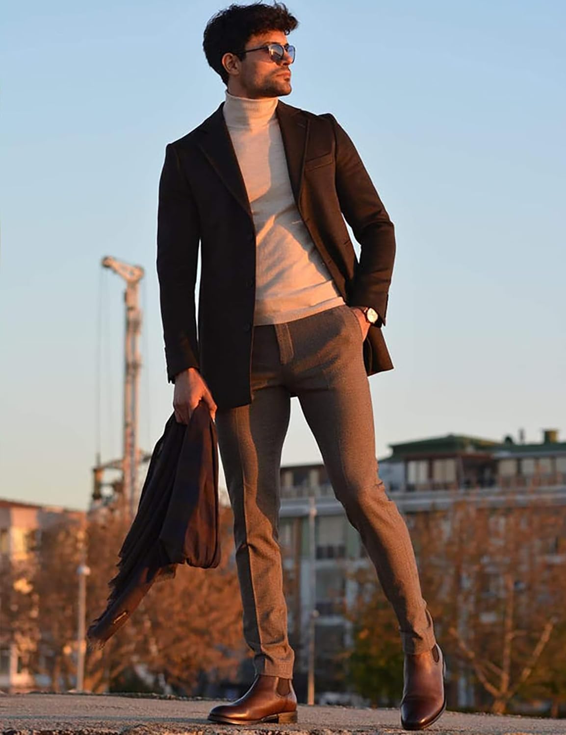 Mens Mock Neck T Shirts Pullover High Neck Turtleneck Premium Long Sleeve Sweaters for Men