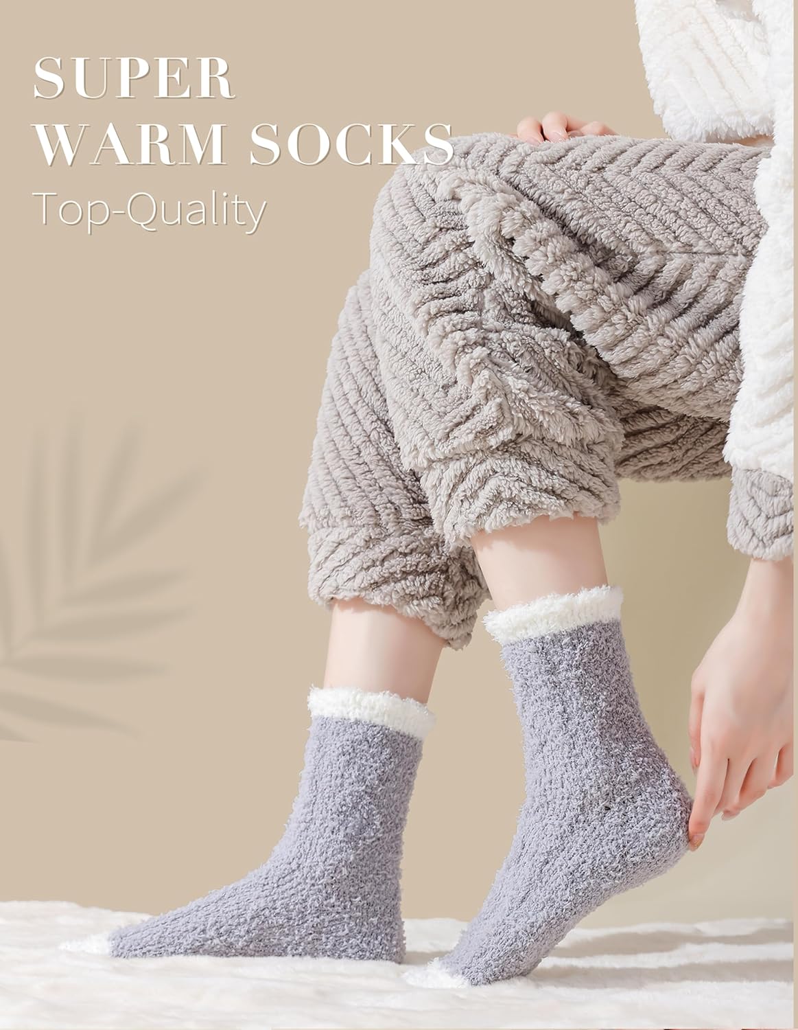 SMZ Fuzzy Socks Soft Cozy Fluffy Slipper Winter Warm Plush Socks Christmas Stocking Stuffers Gifts for Women