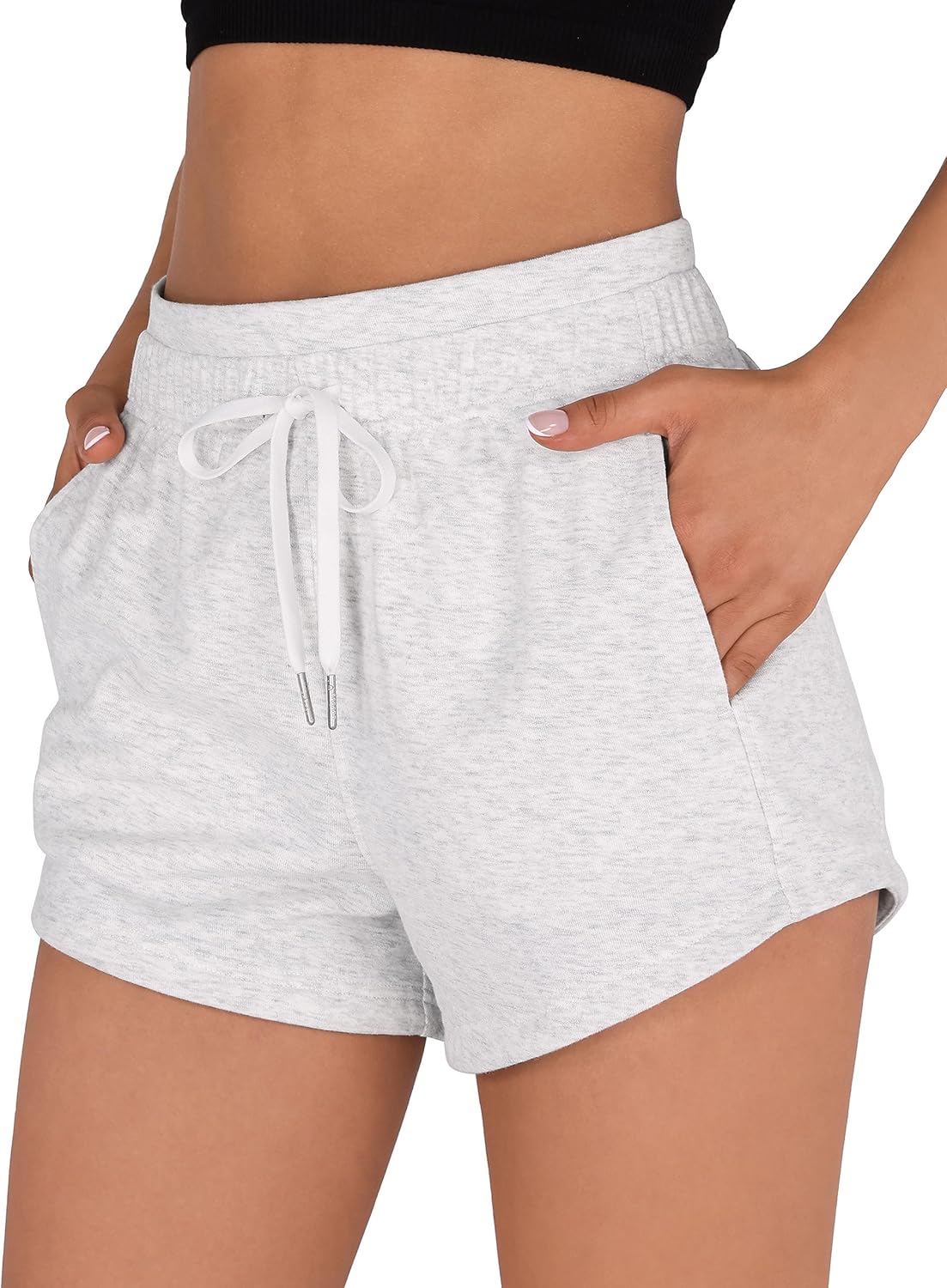 Women's Sweat Shorts with Pockets Cotton French Terry Drawstring Summer Workout Casual Lounge Shorts