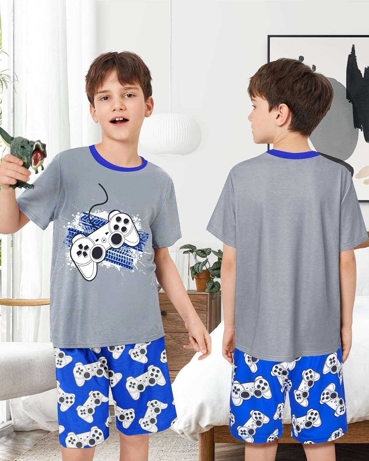 Boys Pajamas Big Boys Summer Short Sleeve PJ Set Kid Sleepwear Boys Pajamas Size 8-14