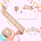 Hismart10th Birthday Decorations for Girl, It's My 10th Rose Gold Rhinestone Birthday Sash Crown Candles Cake Toppers Birthday Party Supplies for Daughter Teen Girl