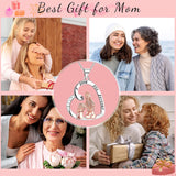 Hismart Mom Gift for Mothers Day Love Heart Necklaces for Women Bonus Mom Stepmom Gifts Mother Daughter Necklace Gifts for Mom from Daughter Son