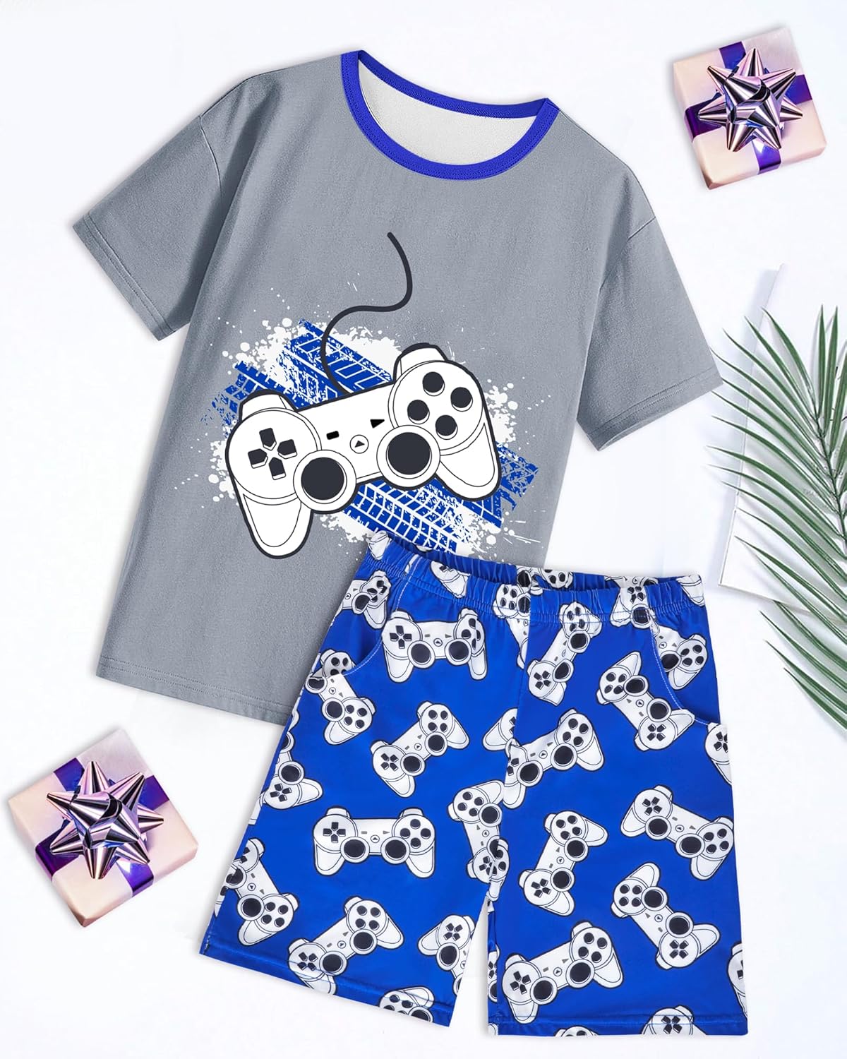 Boys Pajamas Big Boys Summer Short Sleeve PJ Set Kid Sleepwear Boys Pajamas Size 8-14