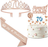 Hismart10th Birthday Decorations for Girl, It's My 10th Rose Gold Rhinestone Birthday Sash Crown Candles Cake Toppers Birthday Party Supplies for Daughter Teen Girl