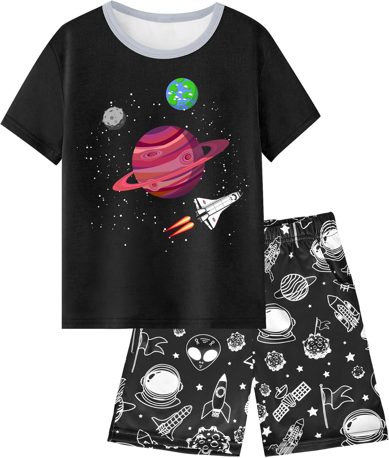 Boys Pajamas Big Boys Summer Short Sleeve PJ Set Kid Sleepwear Boys Pajamas Size 8-14