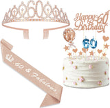 Hismart10th Birthday Decorations for Girl, It's My 10th Rose Gold Rhinestone Birthday Sash Crown Candles Cake Toppers Birthday Party Supplies for Daughter Teen Girl